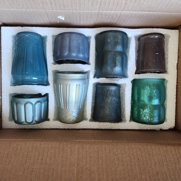 Vintage Style Glass Candle Holders Collection Blue Green #2494 - Picture 5 of 5